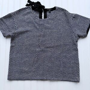 J. Crew Black , Blue  and White Patterned Blouse
